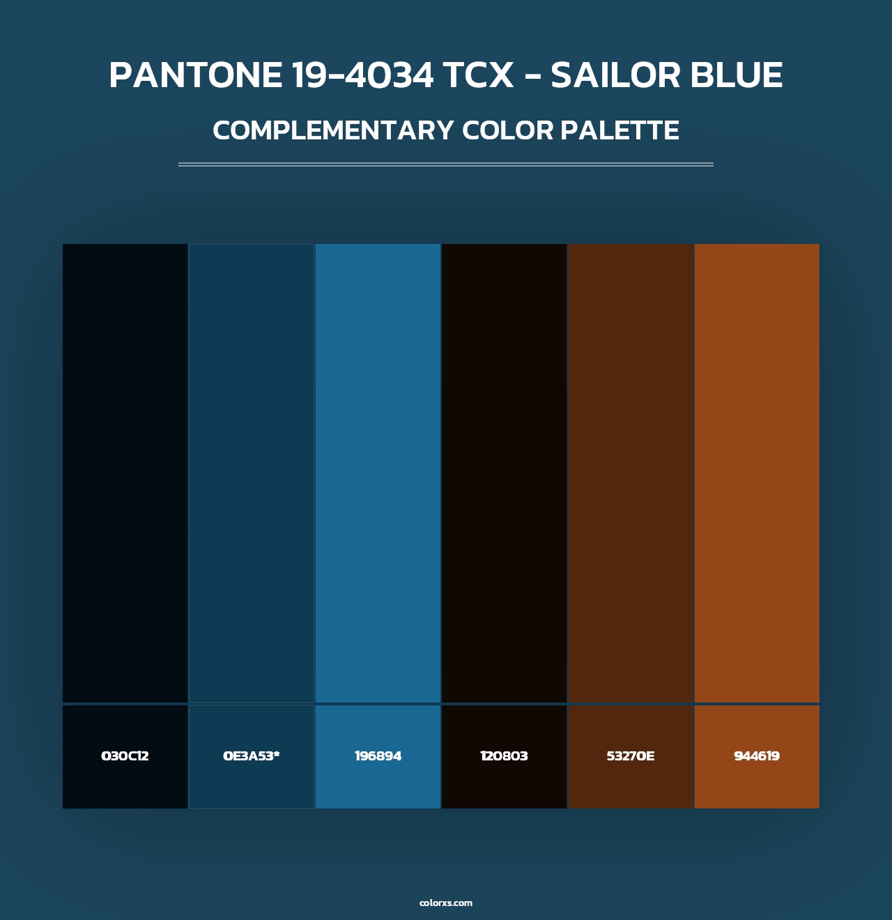 PANTONE 19-4034 TCX - Sailor Blue - Complementary Color Palette
