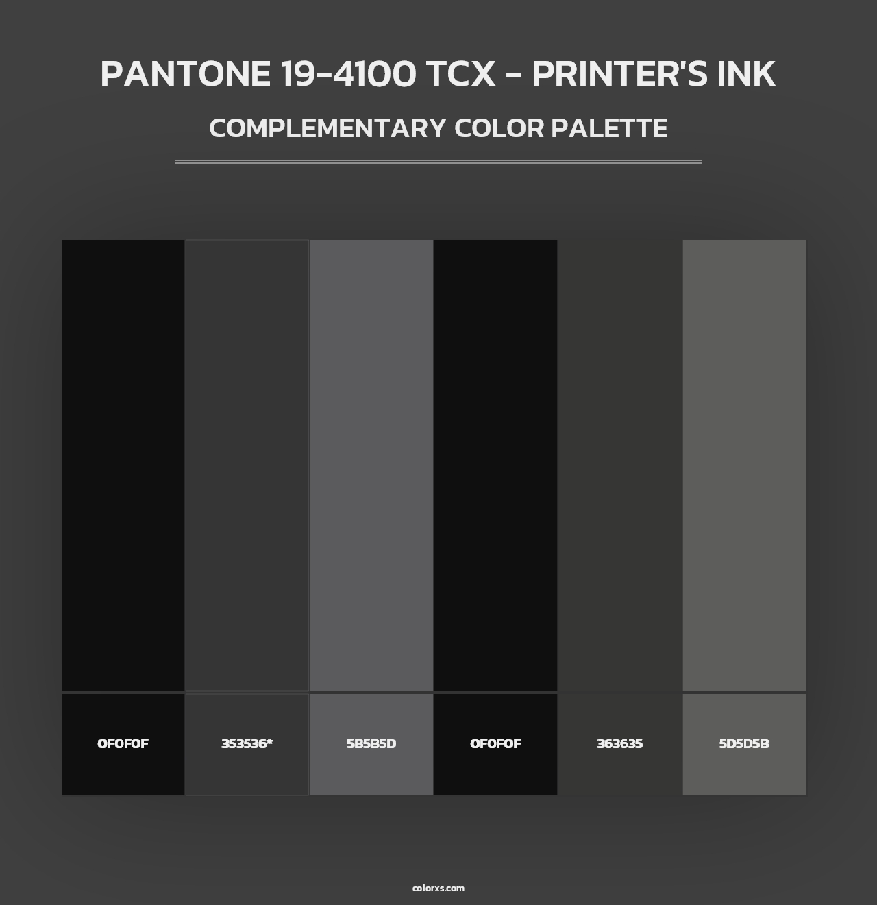 PANTONE 19-4100 TCX - Printer's Ink - Complementary Color Palette