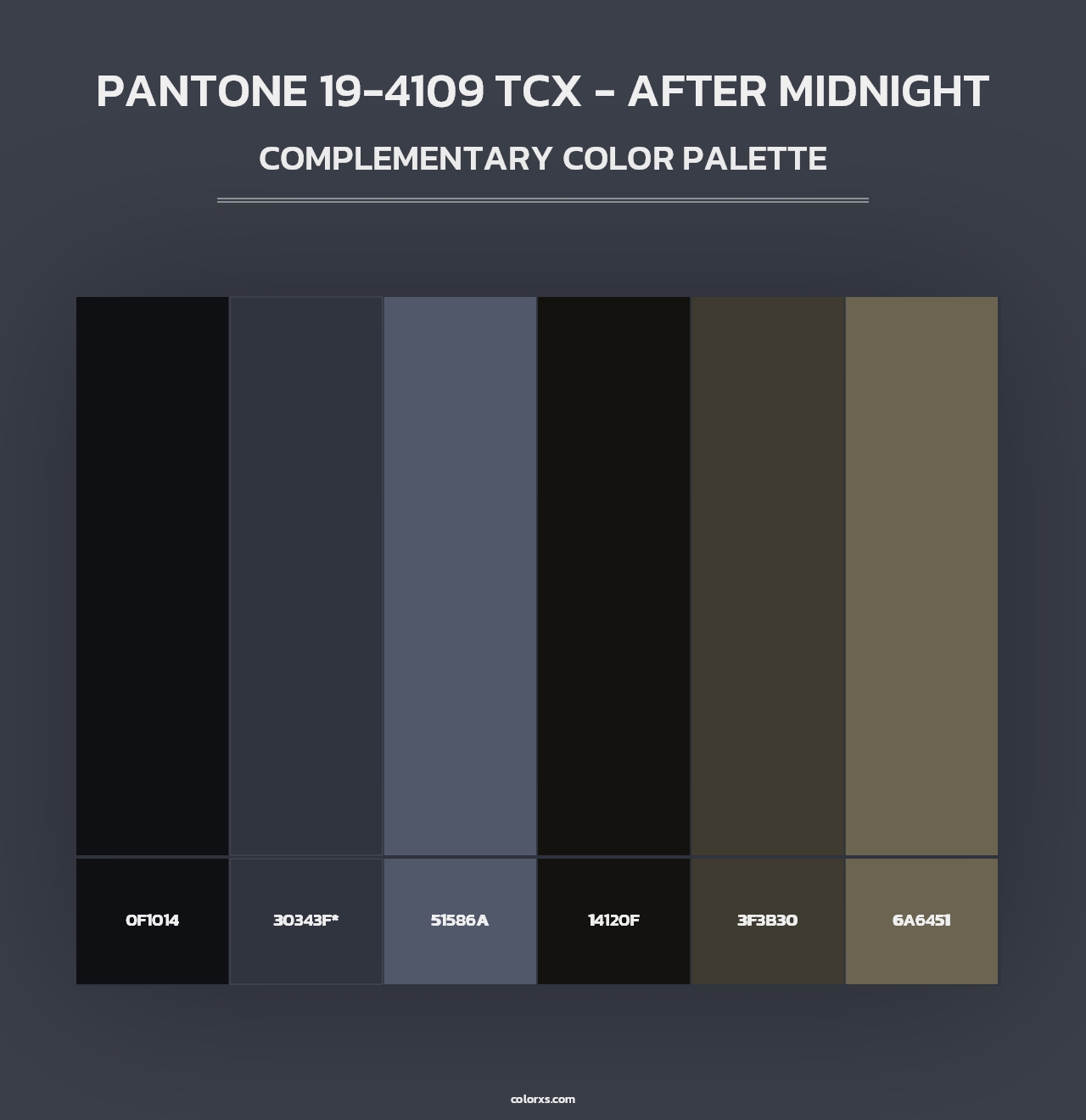 PANTONE 19-4109 TCX - After Midnight - Complementary Color Palette