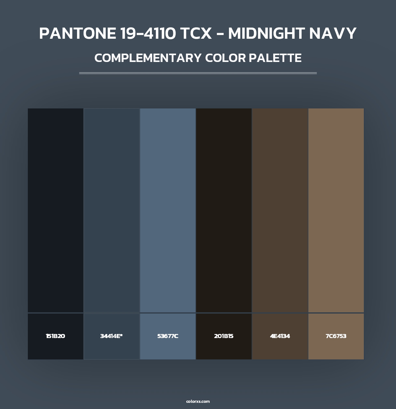 PANTONE 19-4110 TCX - Midnight Navy - Complementary Color Palette