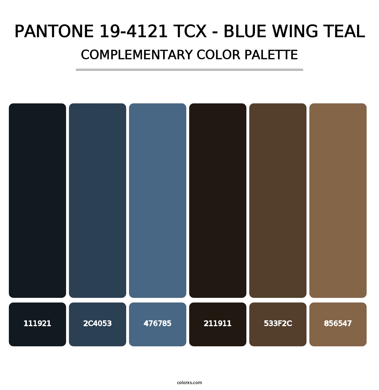 PANTONE 19-4121 TCX - Blue Wing Teal - Complementary Color Palette