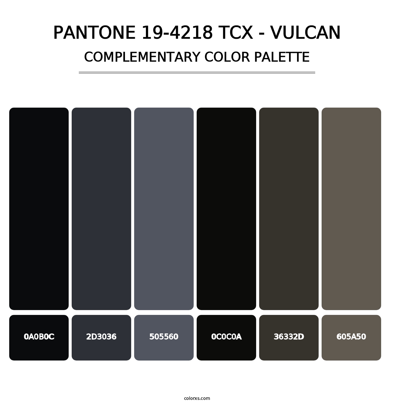 PANTONE 19-4218 TCX - Vulcan - Complementary Color Palette