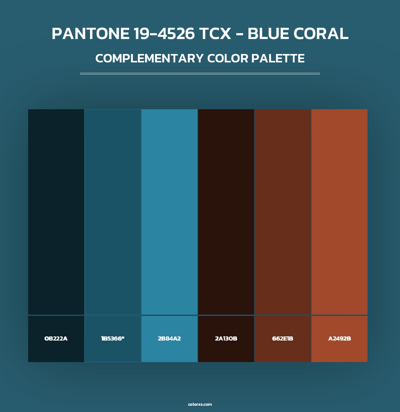 PANTONE 19-4526 TCX - Blue Coral - Complementary Color Palette