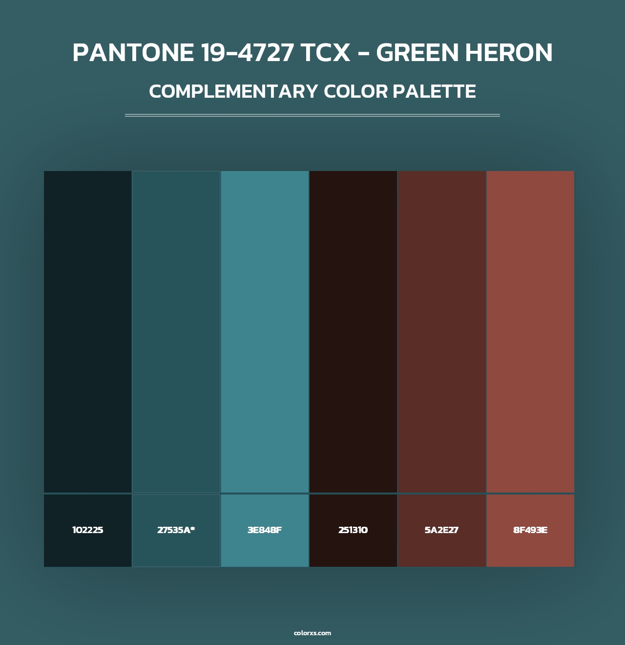 PANTONE 19-4727 TCX - Green Heron - Complementary Color Palette