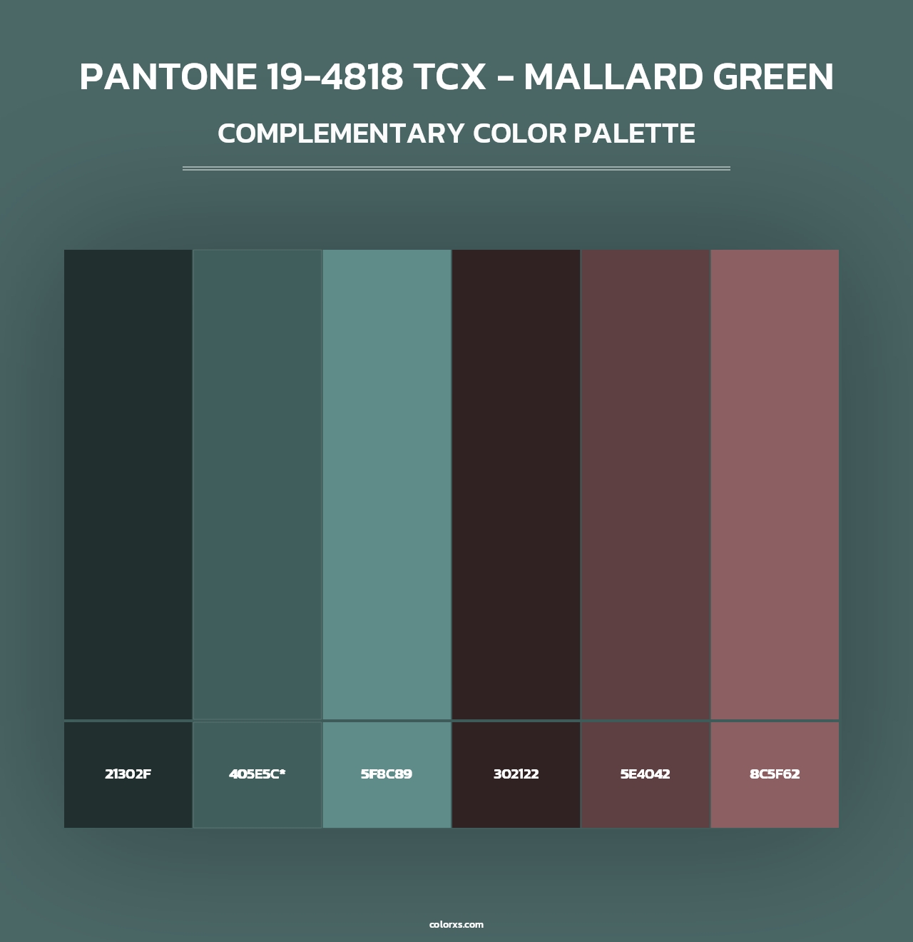 PANTONE 19-4818 TCX - Mallard Green - Complementary Color Palette