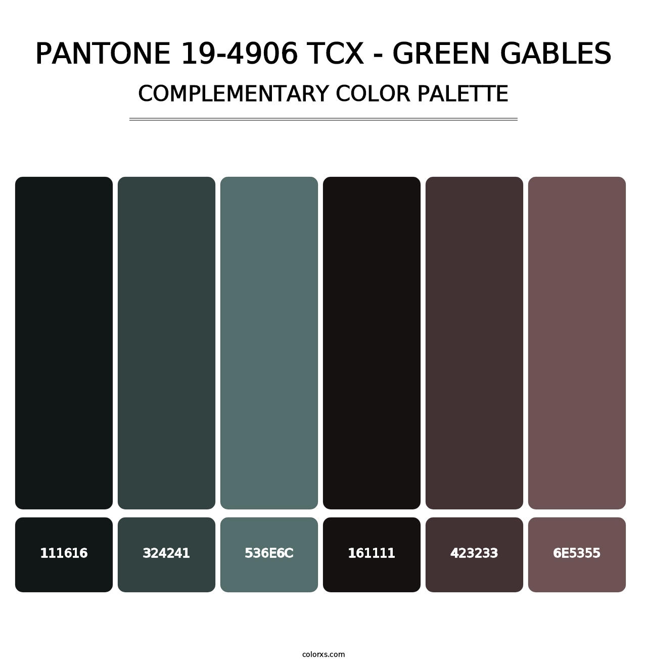 PANTONE 19-4906 TCX - Green Gables - Complementary Color Palette
