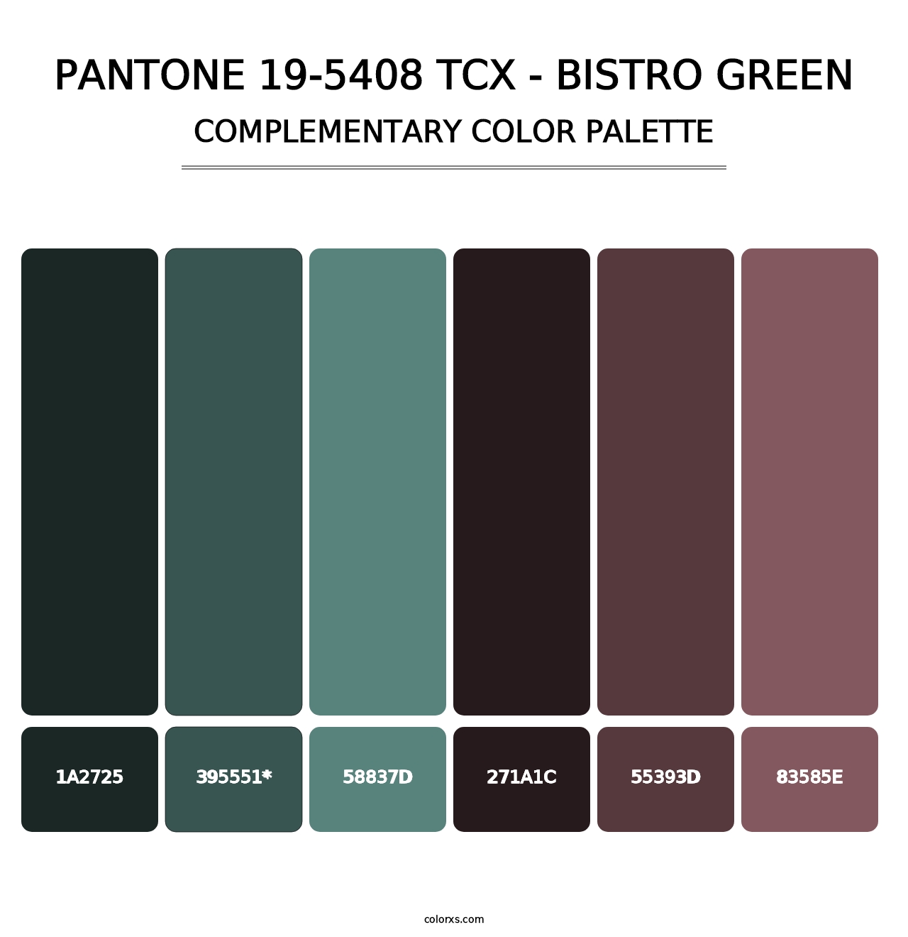 PANTONE 19-5408 TCX - Bistro Green - Complementary Color Palette
