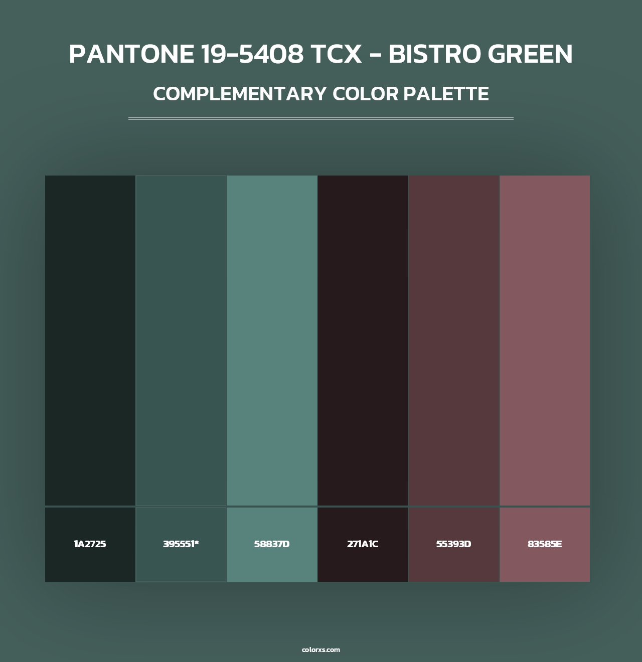 PANTONE 19-5408 TCX - Bistro Green - Complementary Color Palette