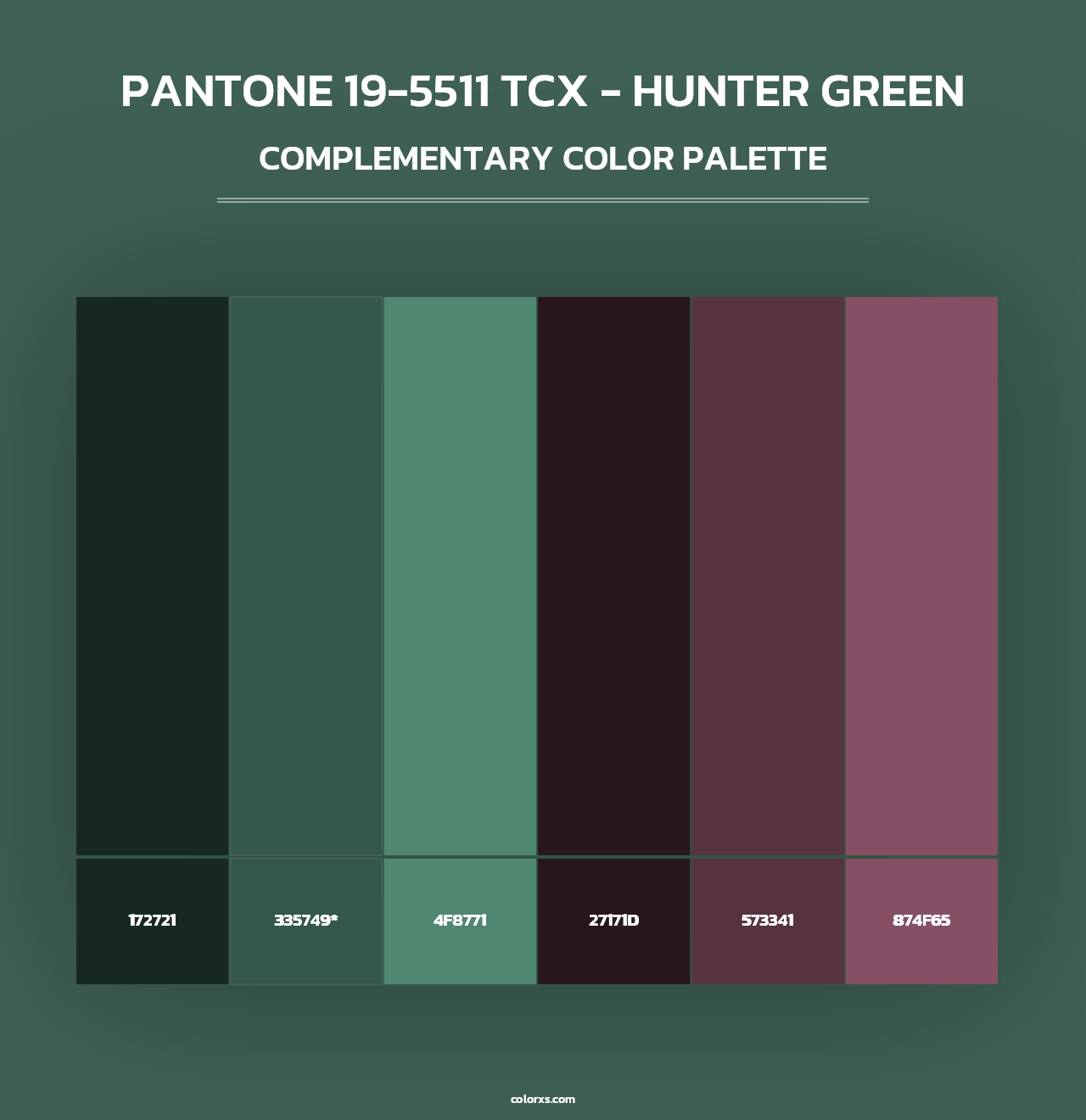 PANTONE 19-5511 TCX - Hunter Green - Complementary Color Palette