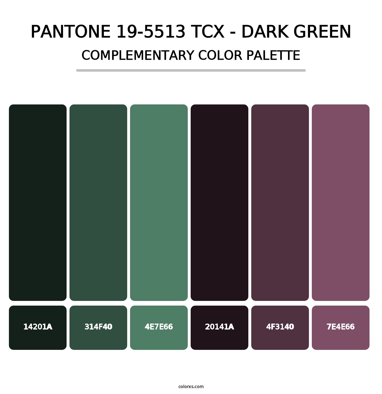 PANTONE 19-5513 TCX - Dark Green - Complementary Color Palette