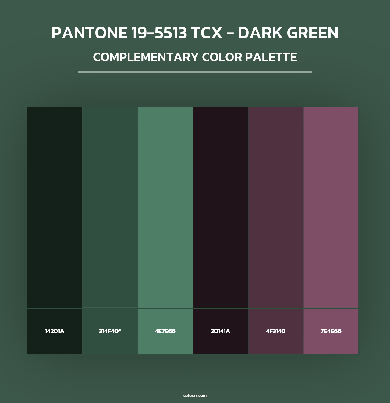 PANTONE 19-5513 TCX - Dark Green - Complementary Color Palette