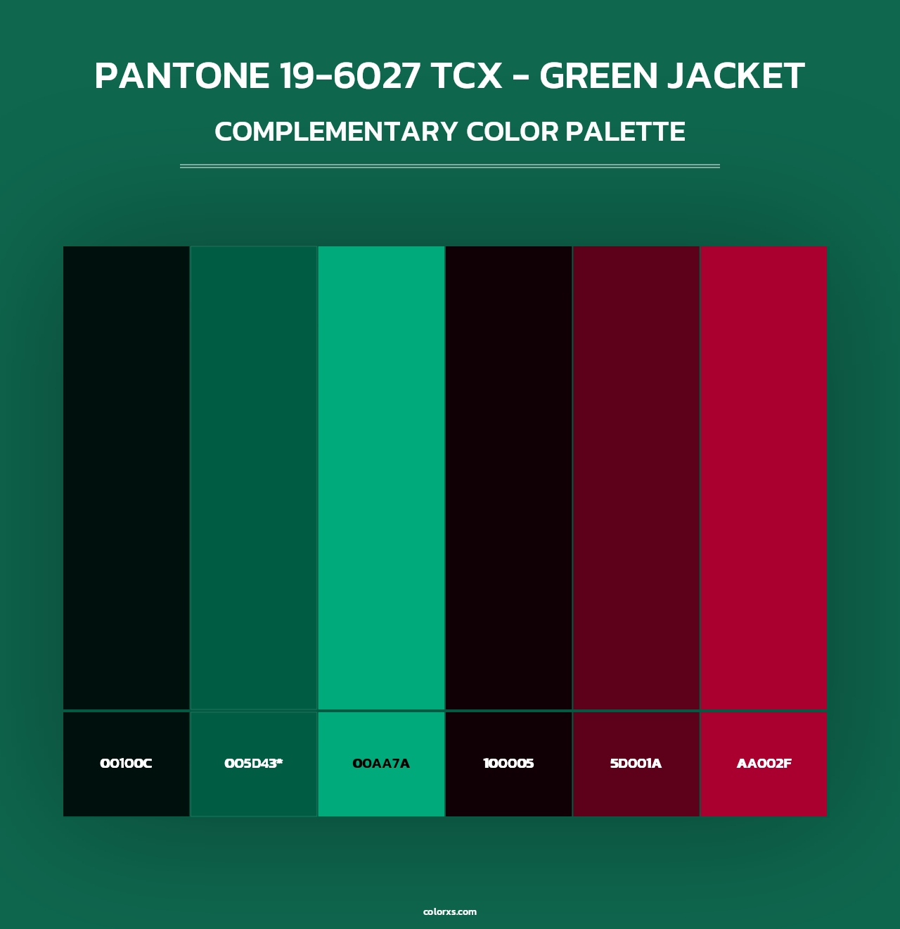 PANTONE 19-6027 TCX - Green Jacket - Complementary Color Palette