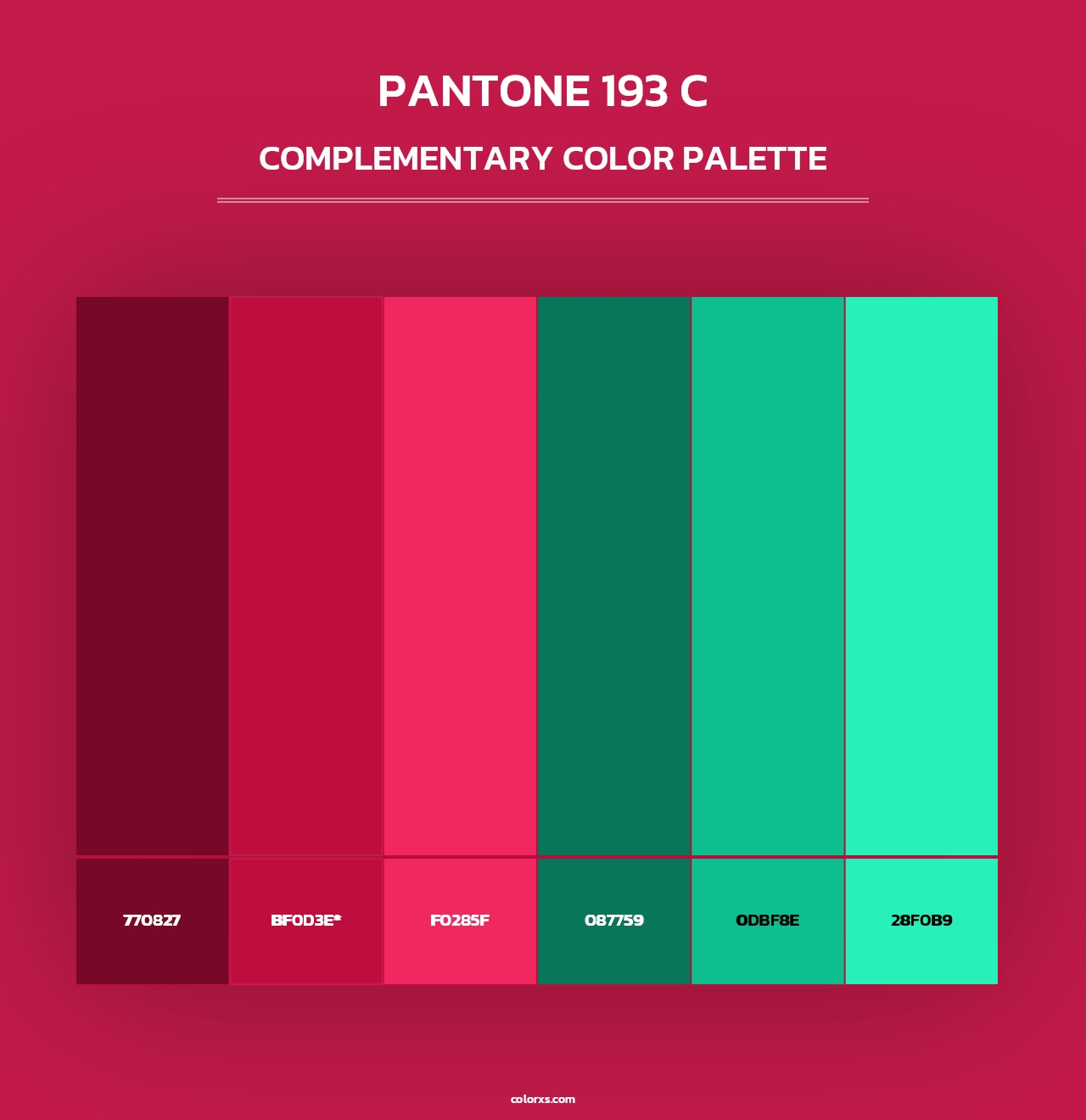 PANTONE 193 C - Complementary Color Palette