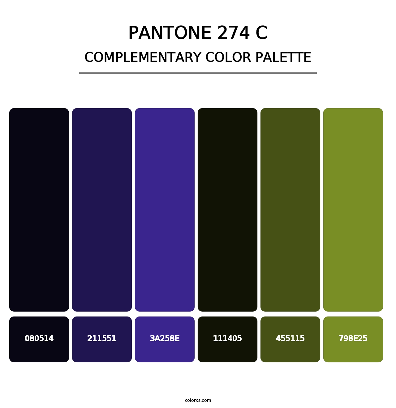 PANTONE 274 C - Complementary Color Palette