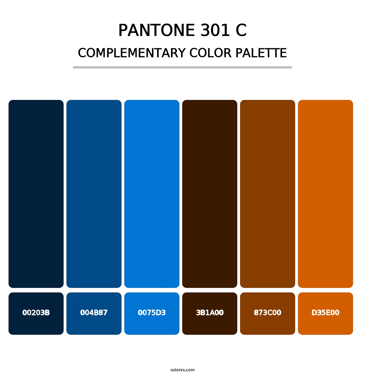 PANTONE 301 C - Complementary Color Palette