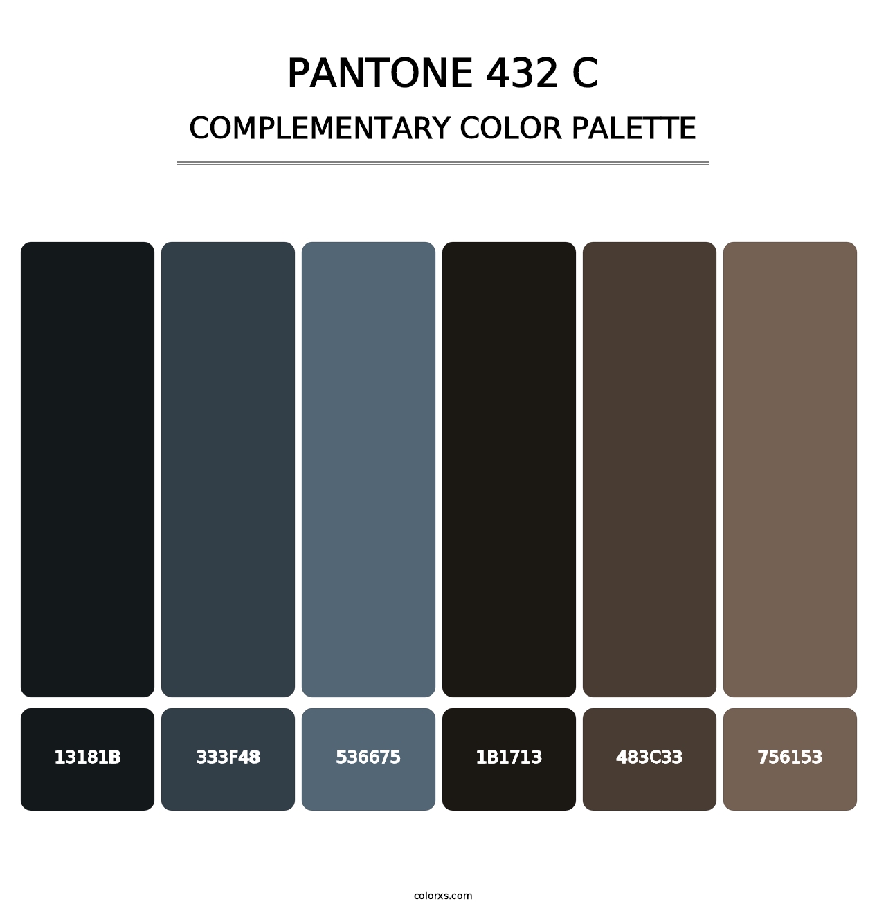 PANTONE 432 C - Complementary Color Palette