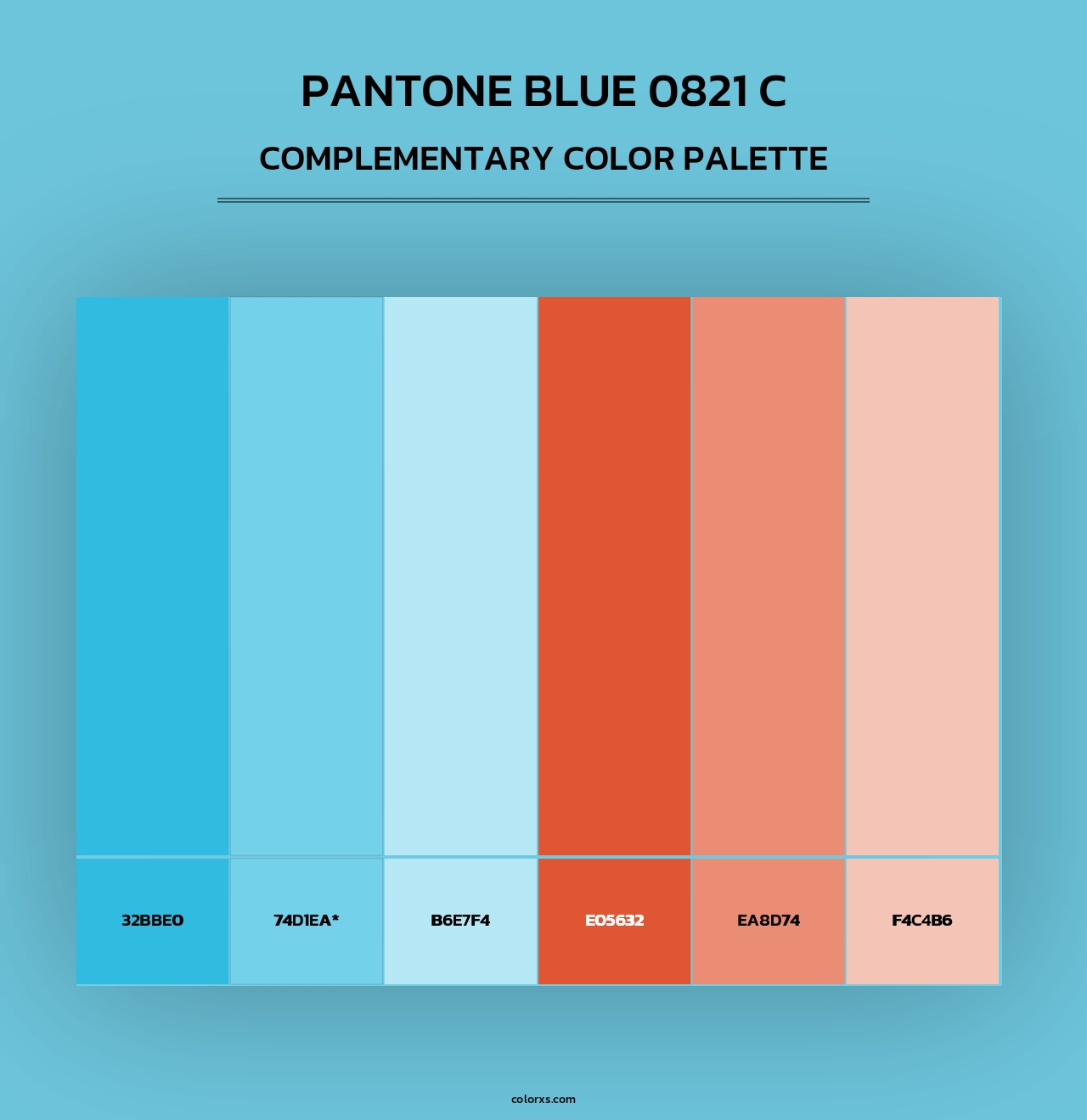 PANTONE Blue 0821 C - Complementary Color Palette