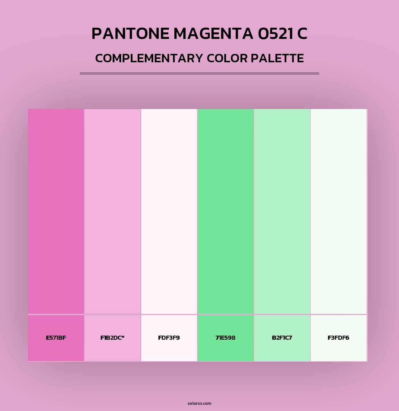 PANTONE Magenta 0521 C - Complementary Color Palette