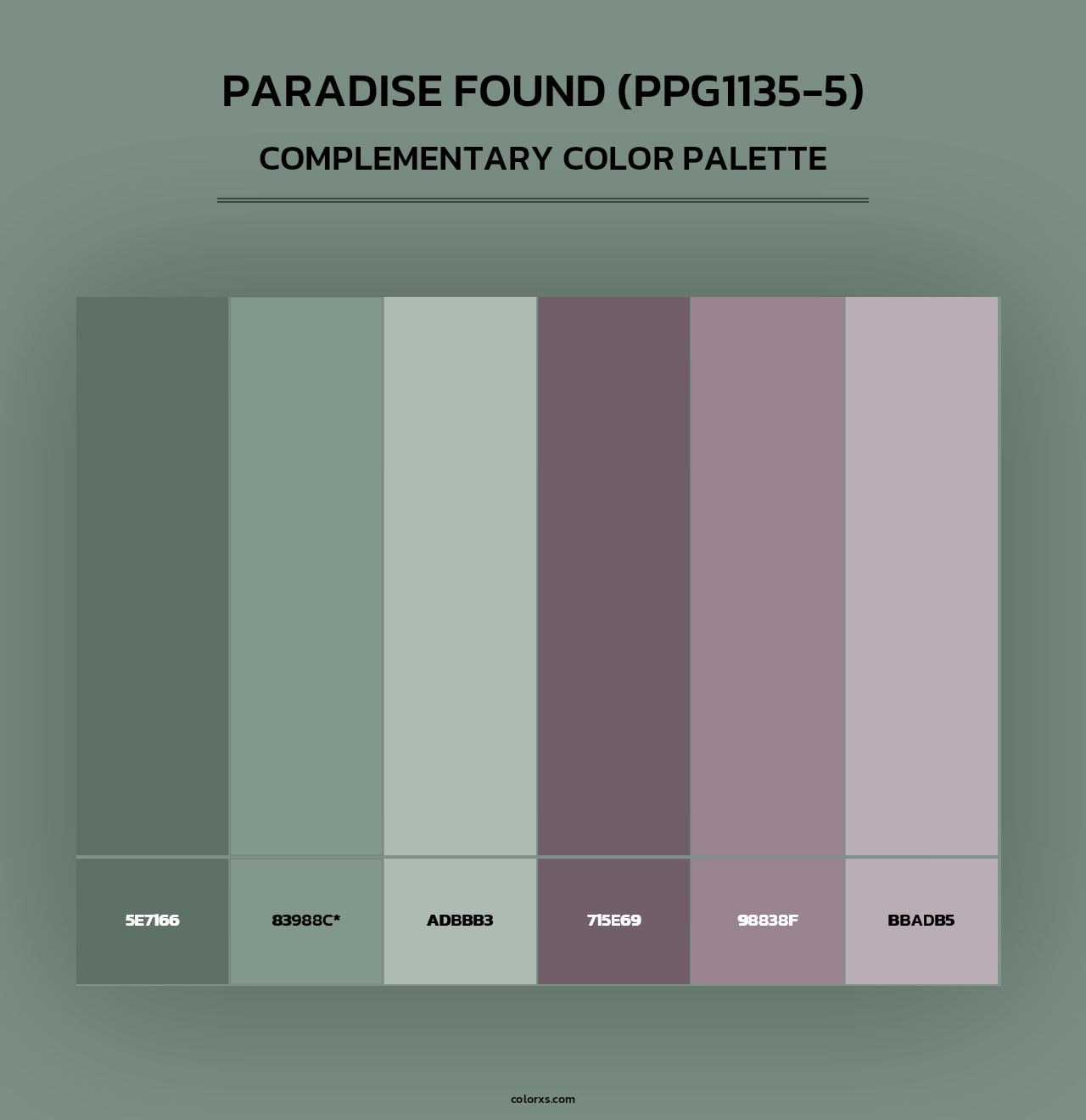Paradise Found (PPG1135-5) - Complementary Color Palette