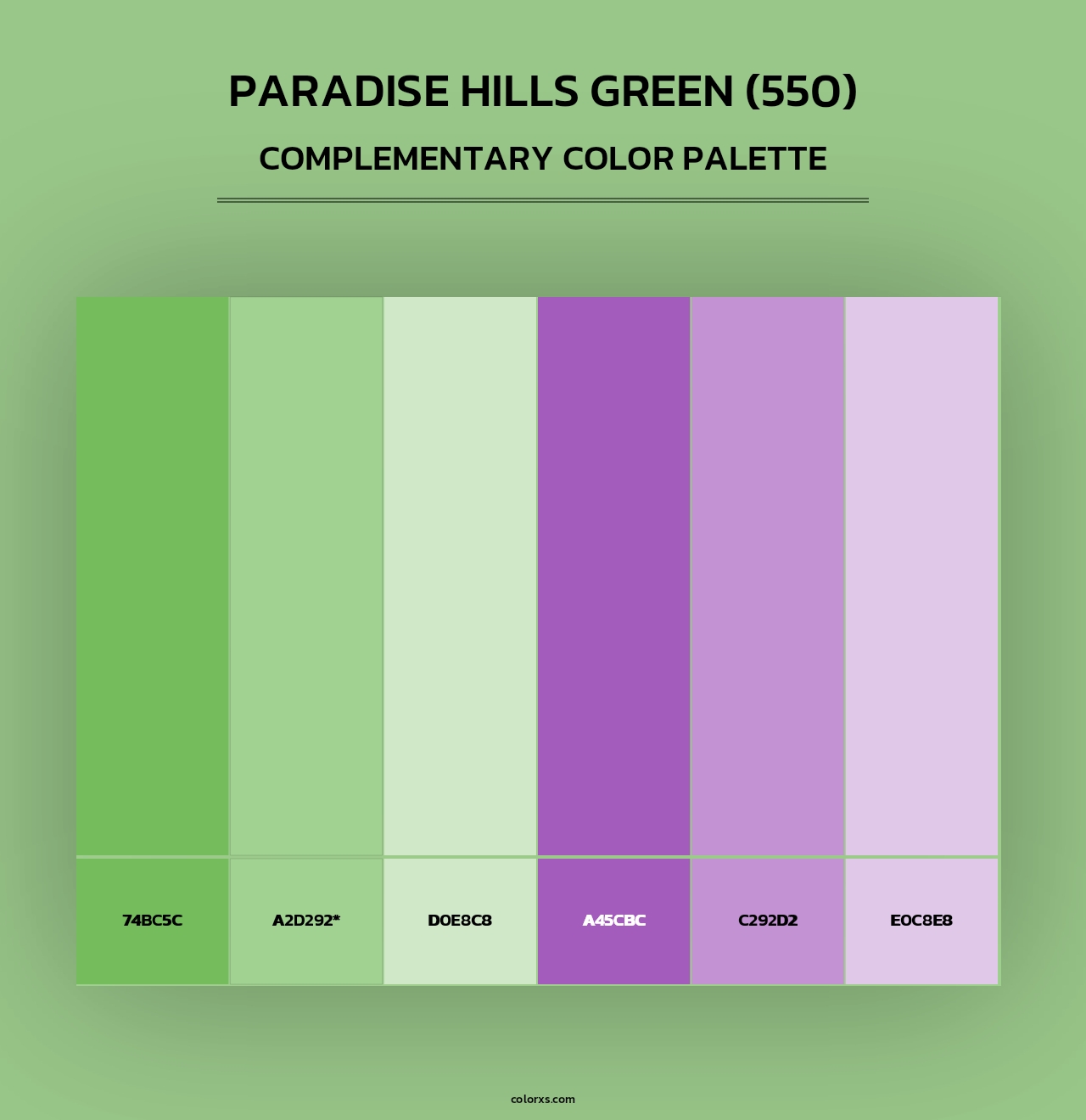 Paradise Hills Green (550) - Complementary Color Palette