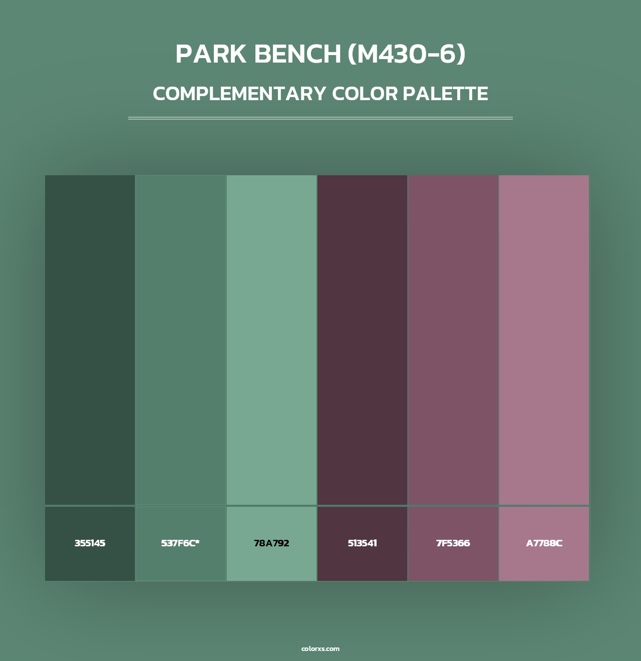Park Bench (M430-6) - Complementary Color Palette