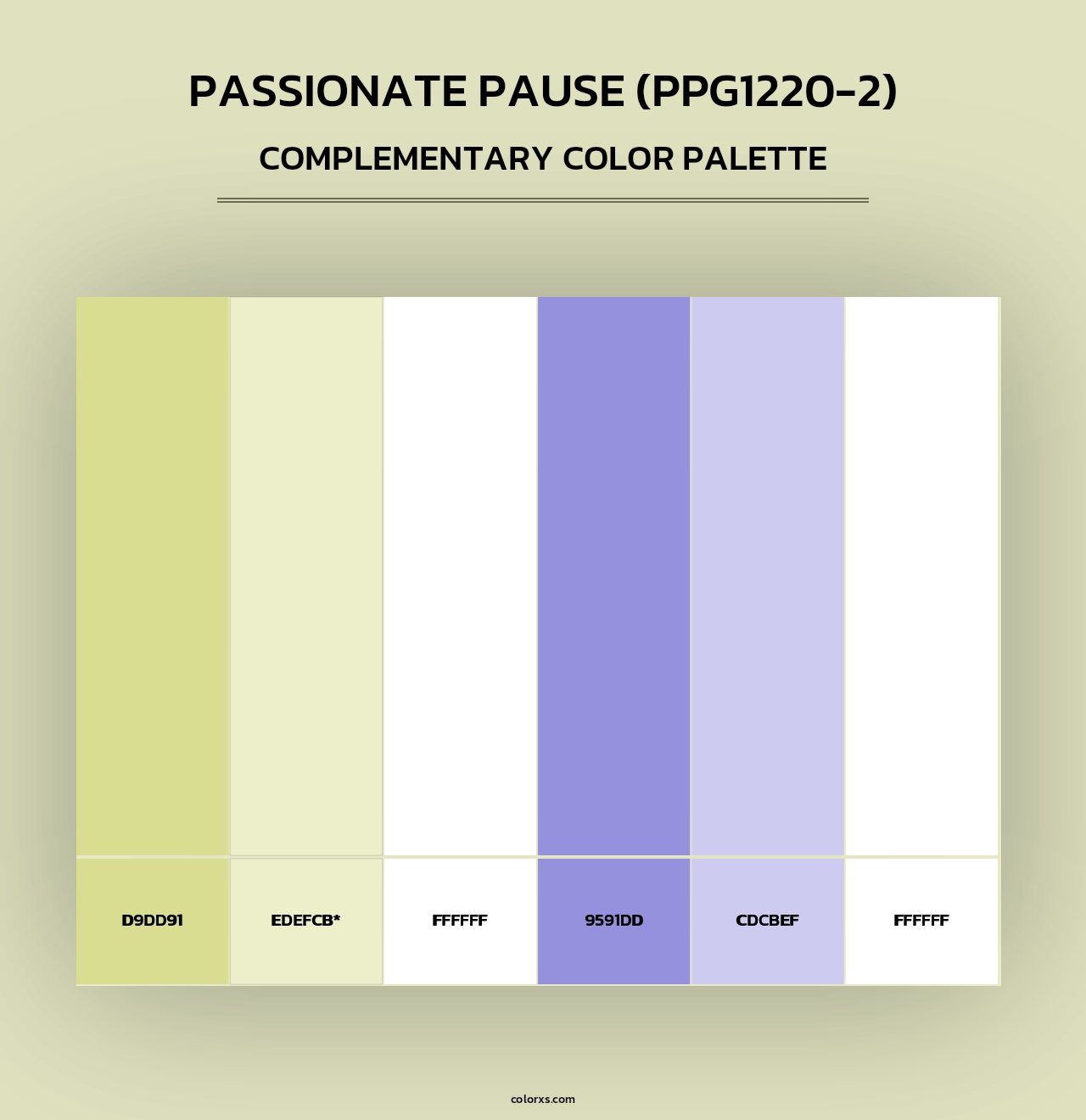 Passionate Pause (PPG1220-2) - Complementary Color Palette