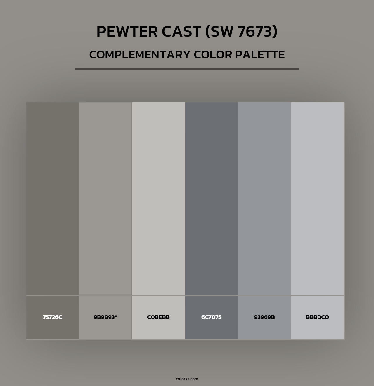 Pewter Cast (SW 7673) - Complementary Color Palette