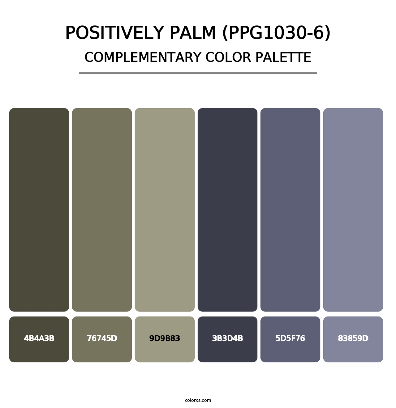 Positively Palm (PPG1030-6) - Complementary Color Palette