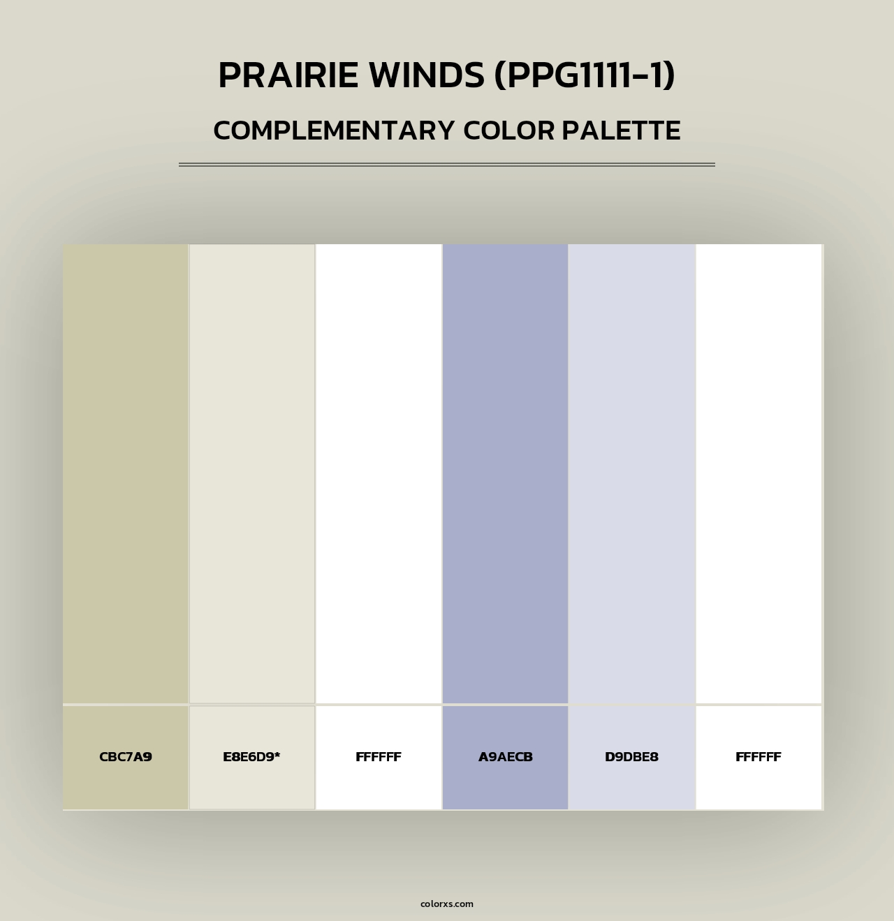 Prairie Winds (PPG1111-1) - Complementary Color Palette