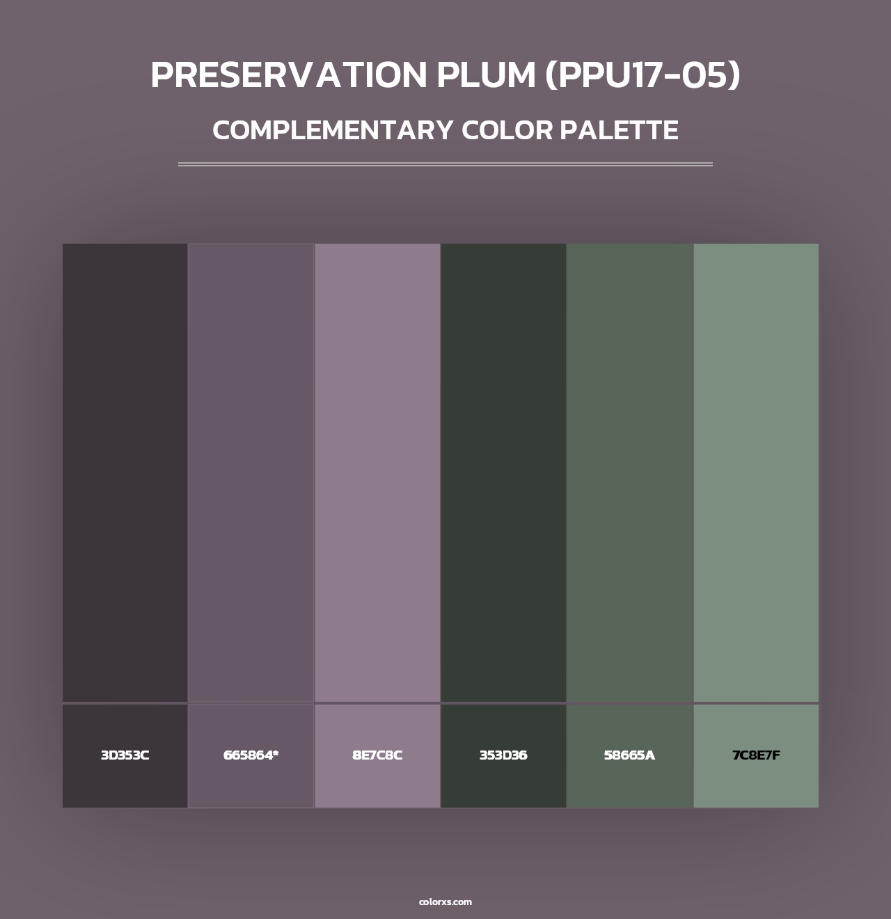 Preservation Plum (PPU17-05) - Complementary Color Palette