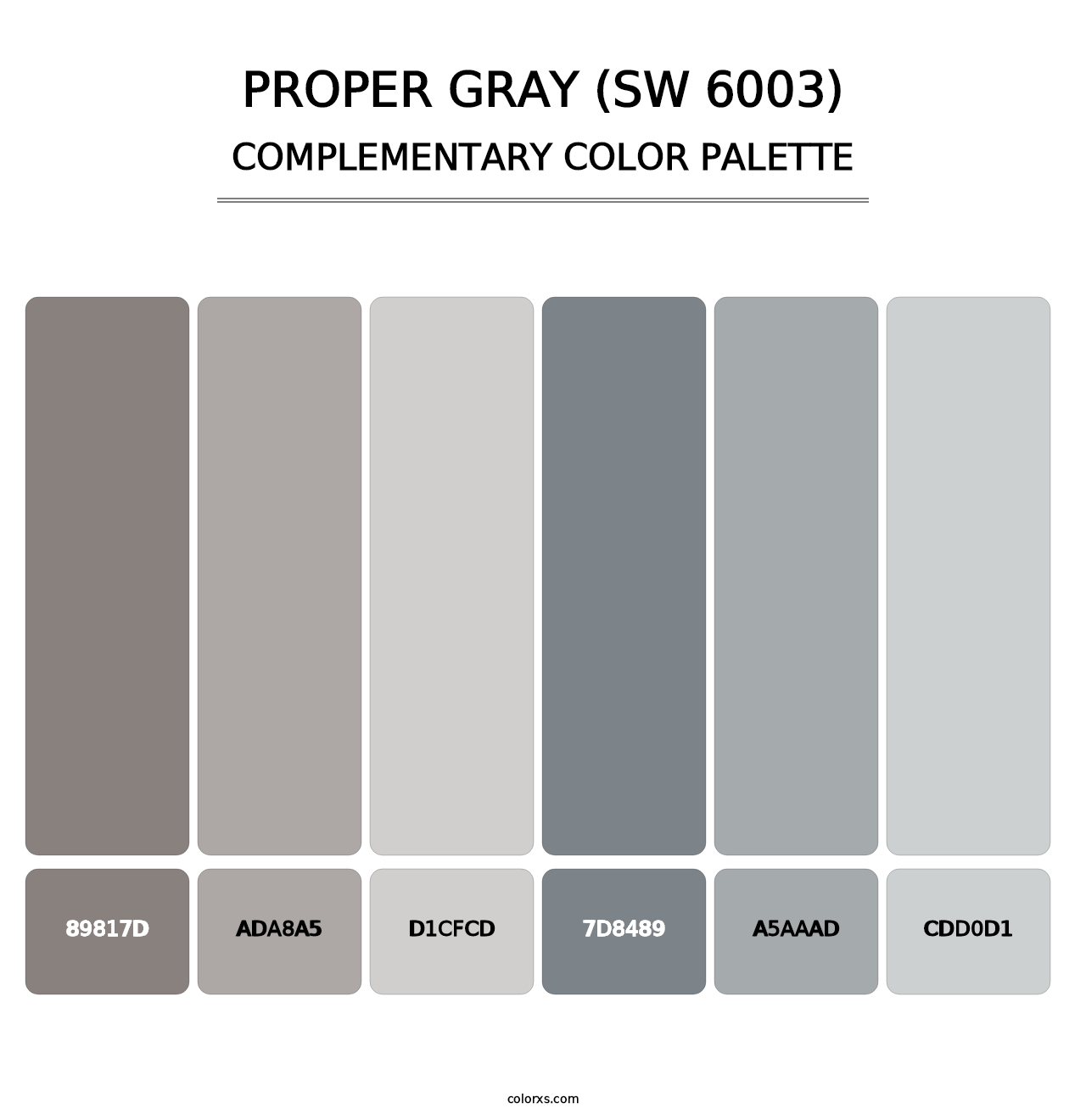 Proper Gray (SW 6003) - Complementary Color Palette