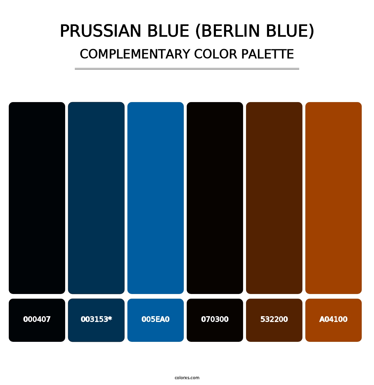 Prussian Blue (Berlin Blue) - Complementary Color Palette
