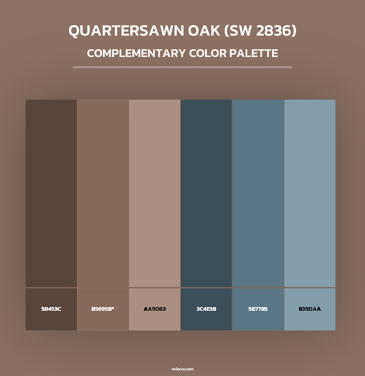 Quartersawn Oak (SW 2836) - Complementary Color Palette