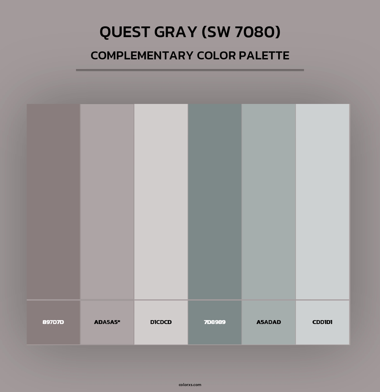 Quest Gray (SW 7080) - Complementary Color Palette