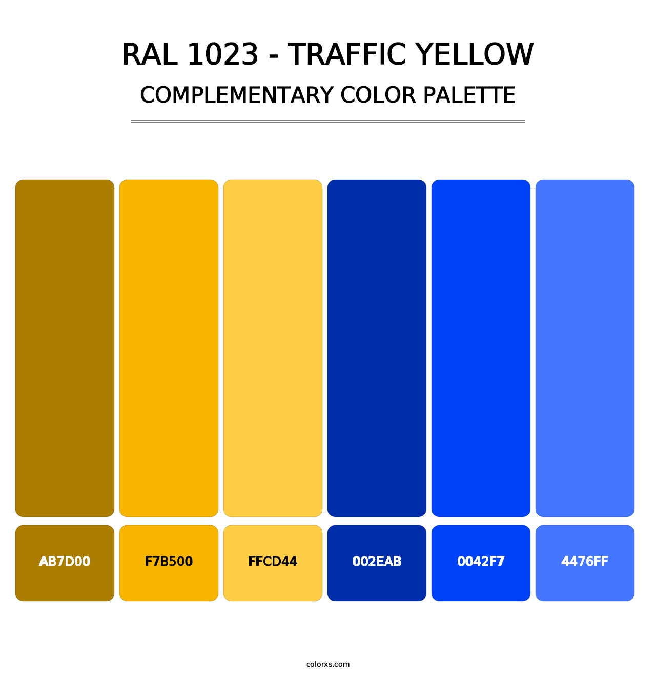 RAL 1023 - Traffic Yellow - Complementary Color Palette