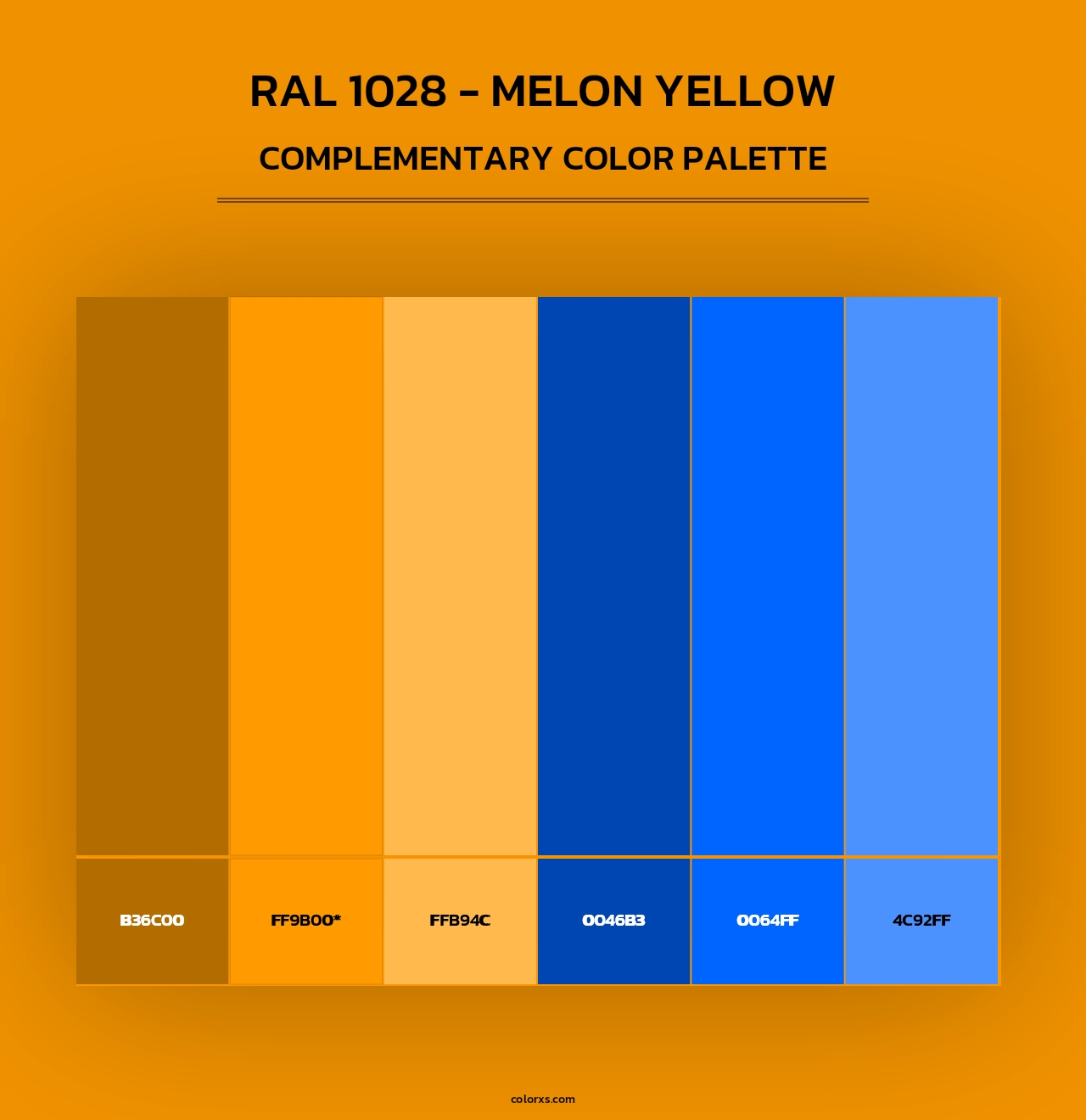 RAL 1028 - Melon Yellow - Complementary Color Palette