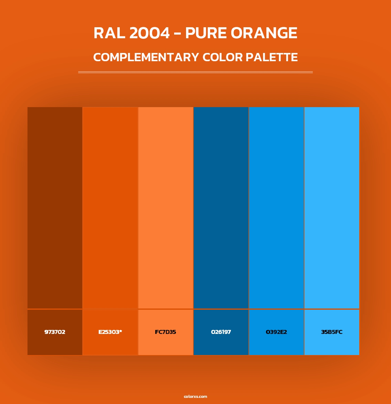 RAL 2004 - Pure Orange - Complementary Color Palette