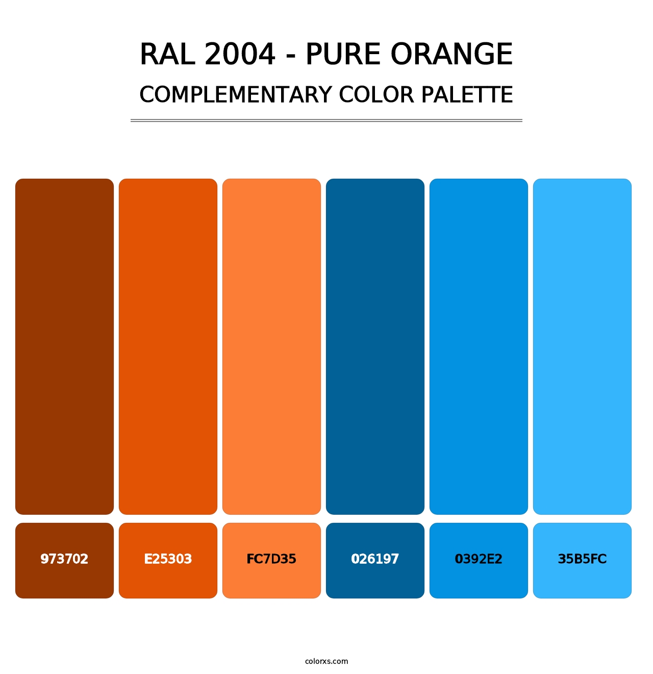 RAL 2004 - Pure Orange - Complementary Color Palette