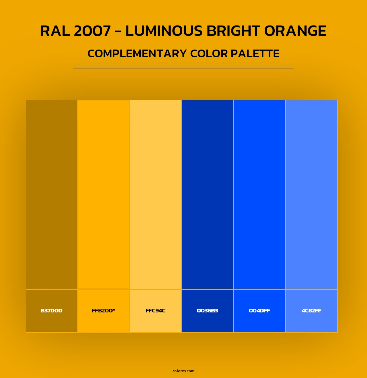 RAL 2007 - Luminous Bright Orange - Complementary Color Palette