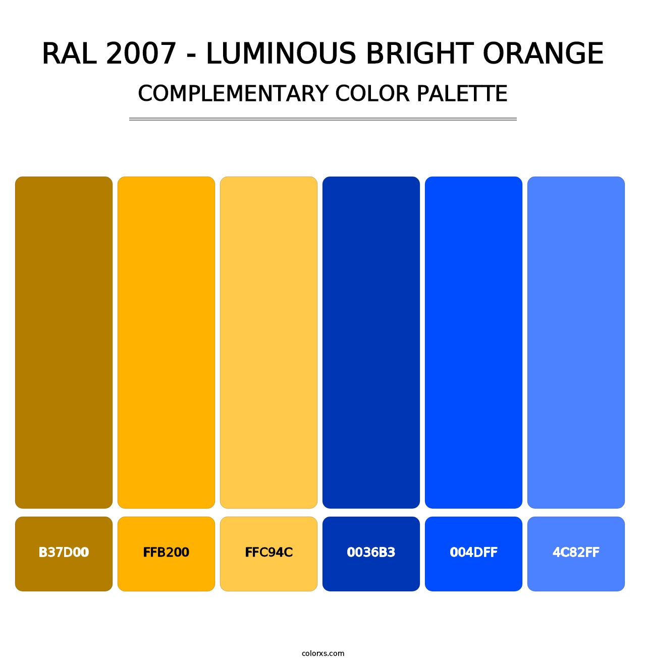 RAL 2007 - Luminous Bright Orange - Complementary Color Palette