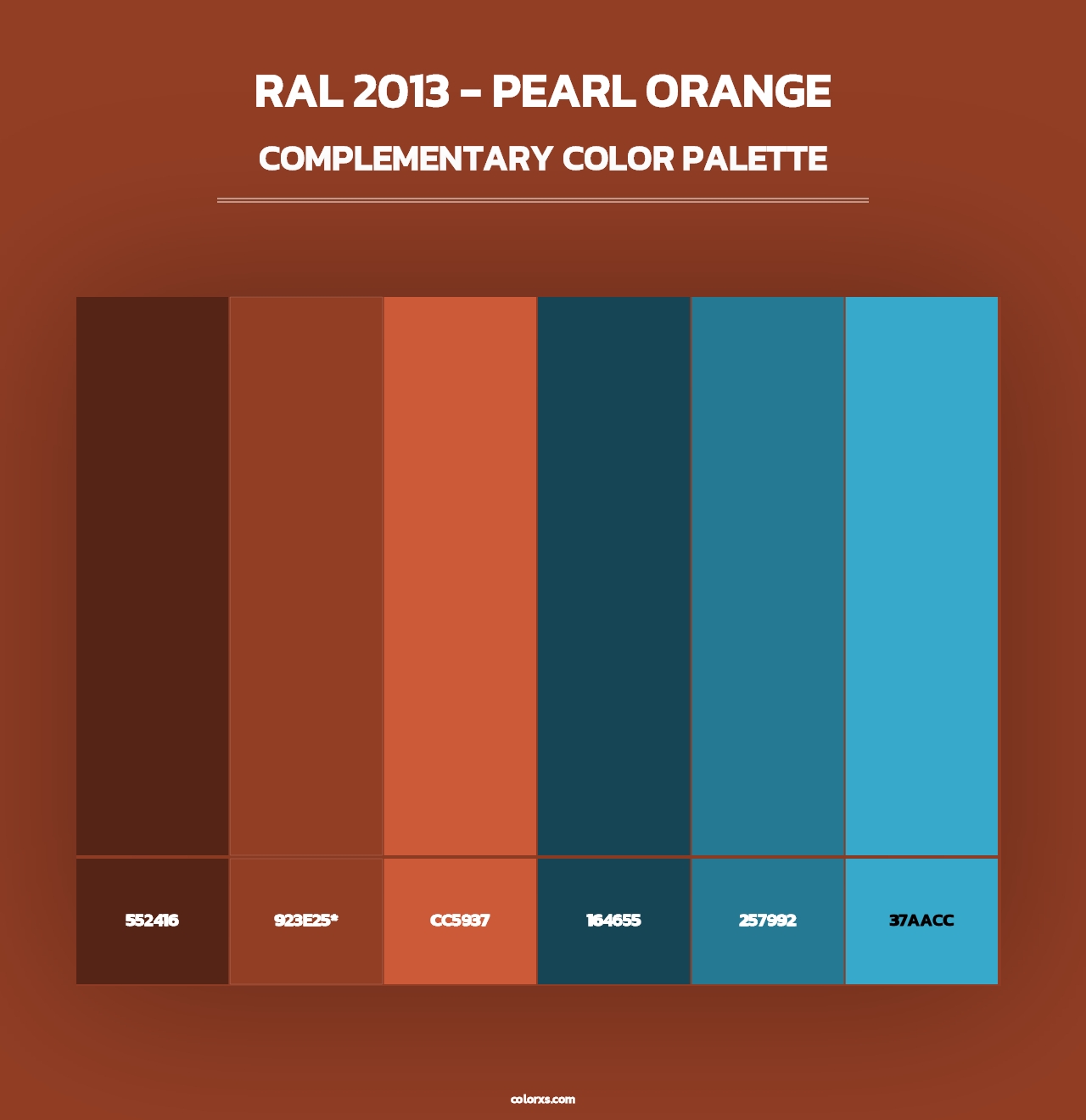 RAL 2013 - Pearl Orange - Complementary Color Palette