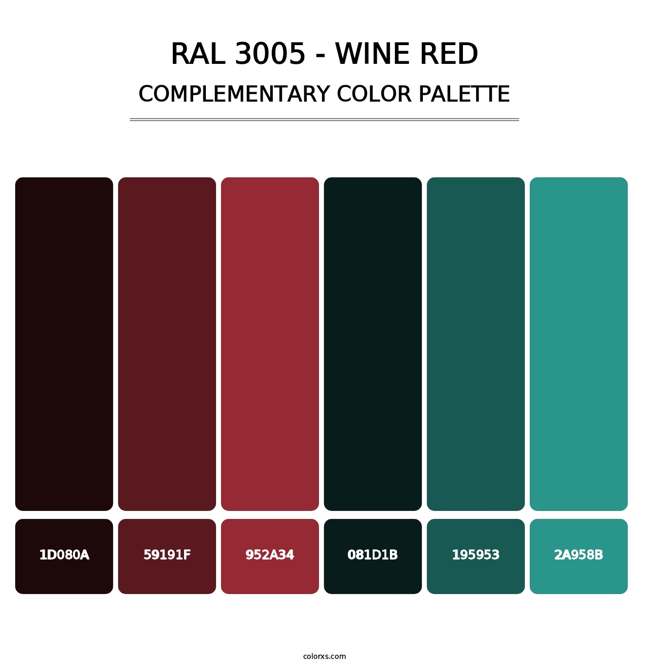 RAL 3005 - Wine Red - Complementary Color Palette