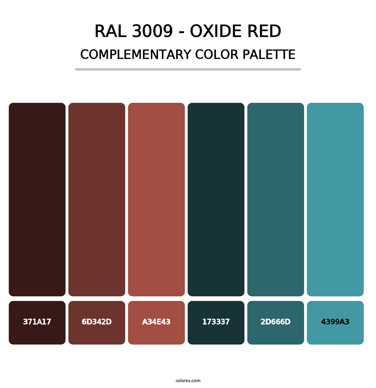 RAL 3009 - Oxide Red - Complementary Color Palette