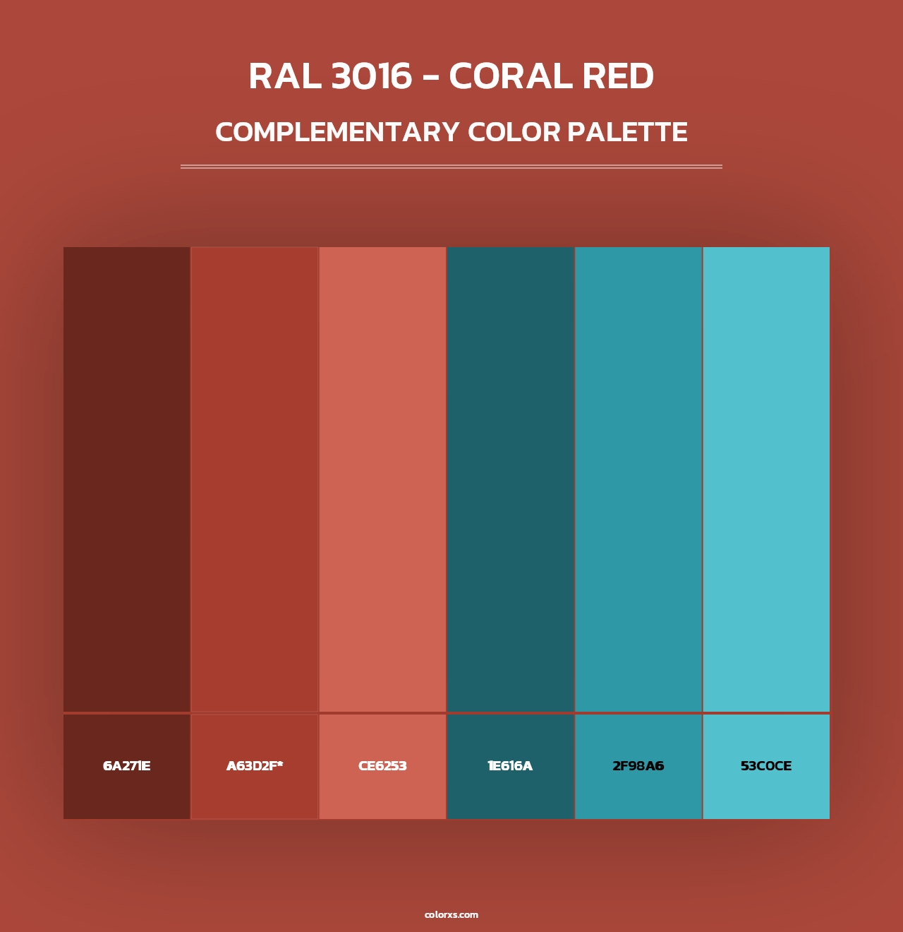 RAL 3016 - Coral Red - Complementary Color Palette