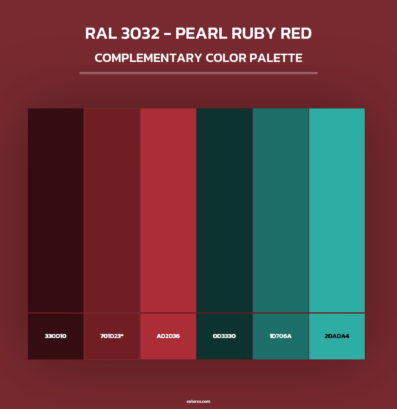 RAL 3032 - Pearl Ruby Red - Complementary Color Palette