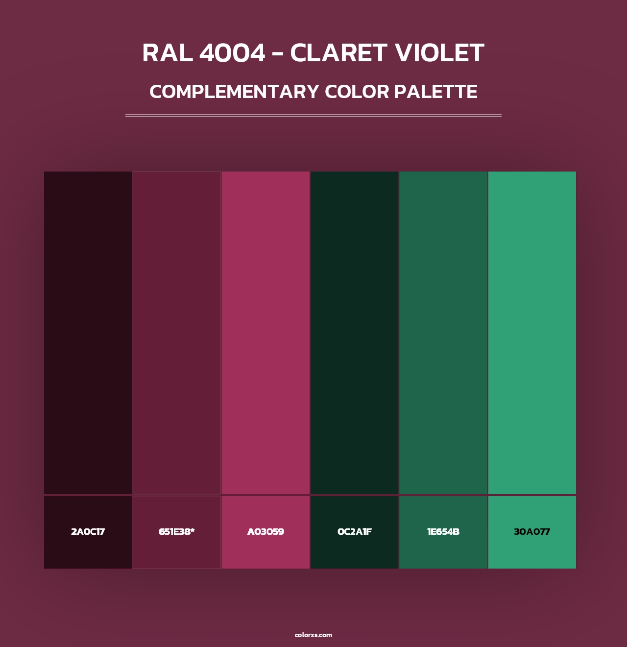 RAL 4004 - Claret Violet - Complementary Color Palette
