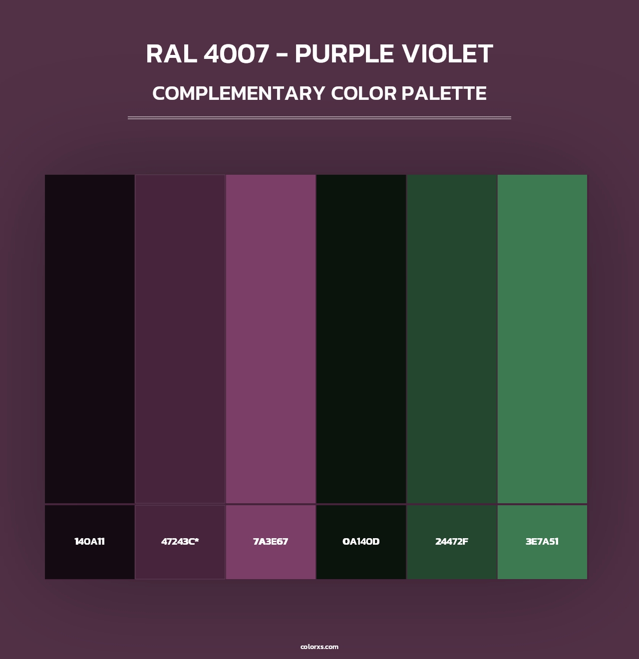 RAL 4007 - Purple Violet - Complementary Color Palette