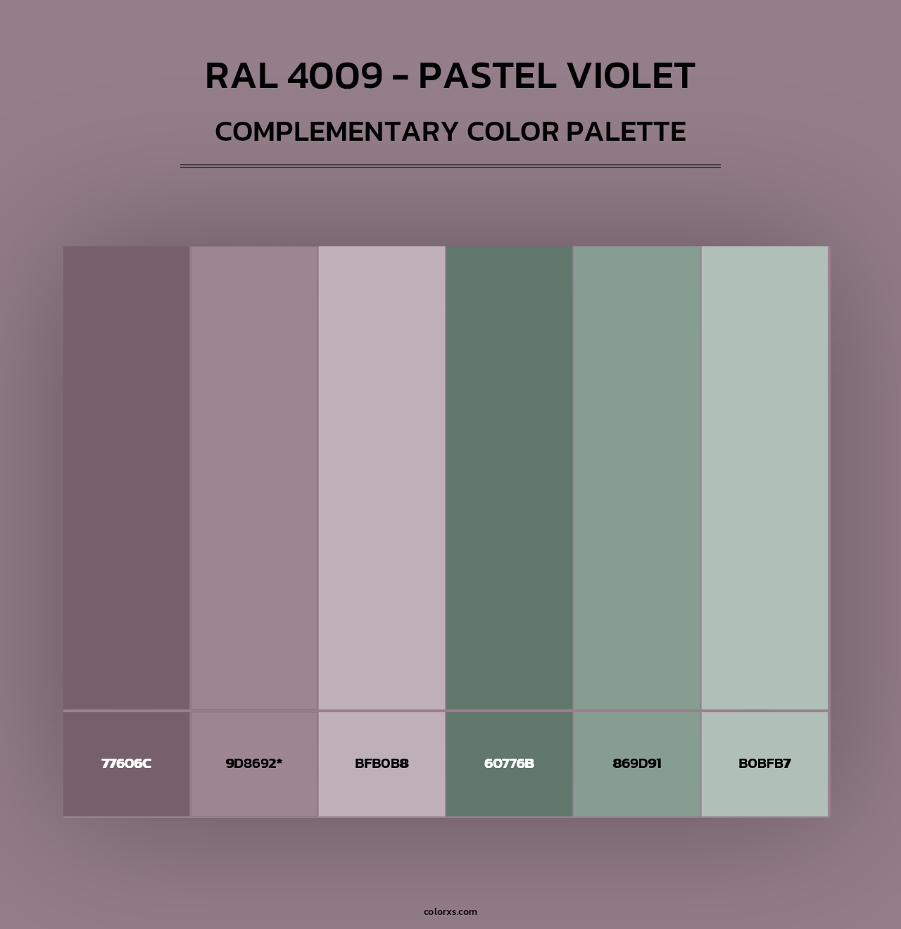 RAL 4009 - Pastel Violet - Complementary Color Palette