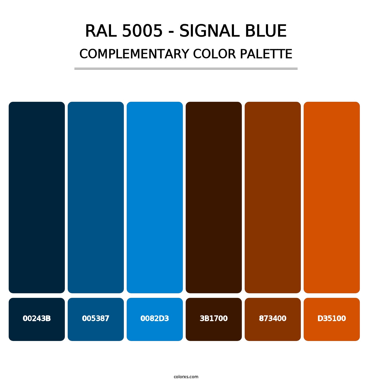 RAL 5005 - Signal Blue - Complementary Color Palette