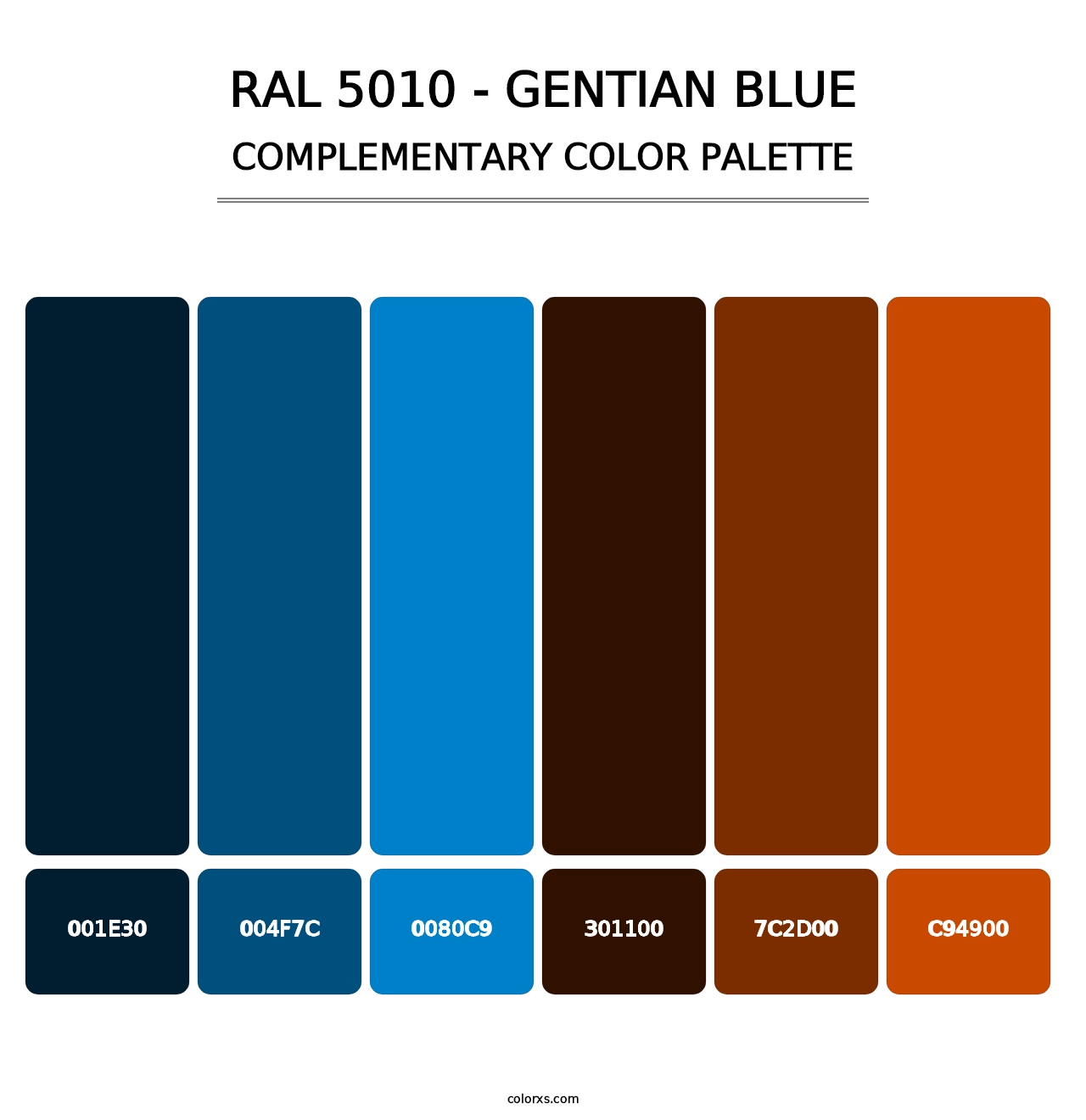 RAL 5010 - Gentian Blue - Complementary Color Palette